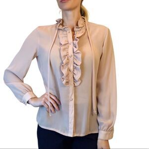 Vintage 1970’s Donald Brooks tan ruffle blouse top